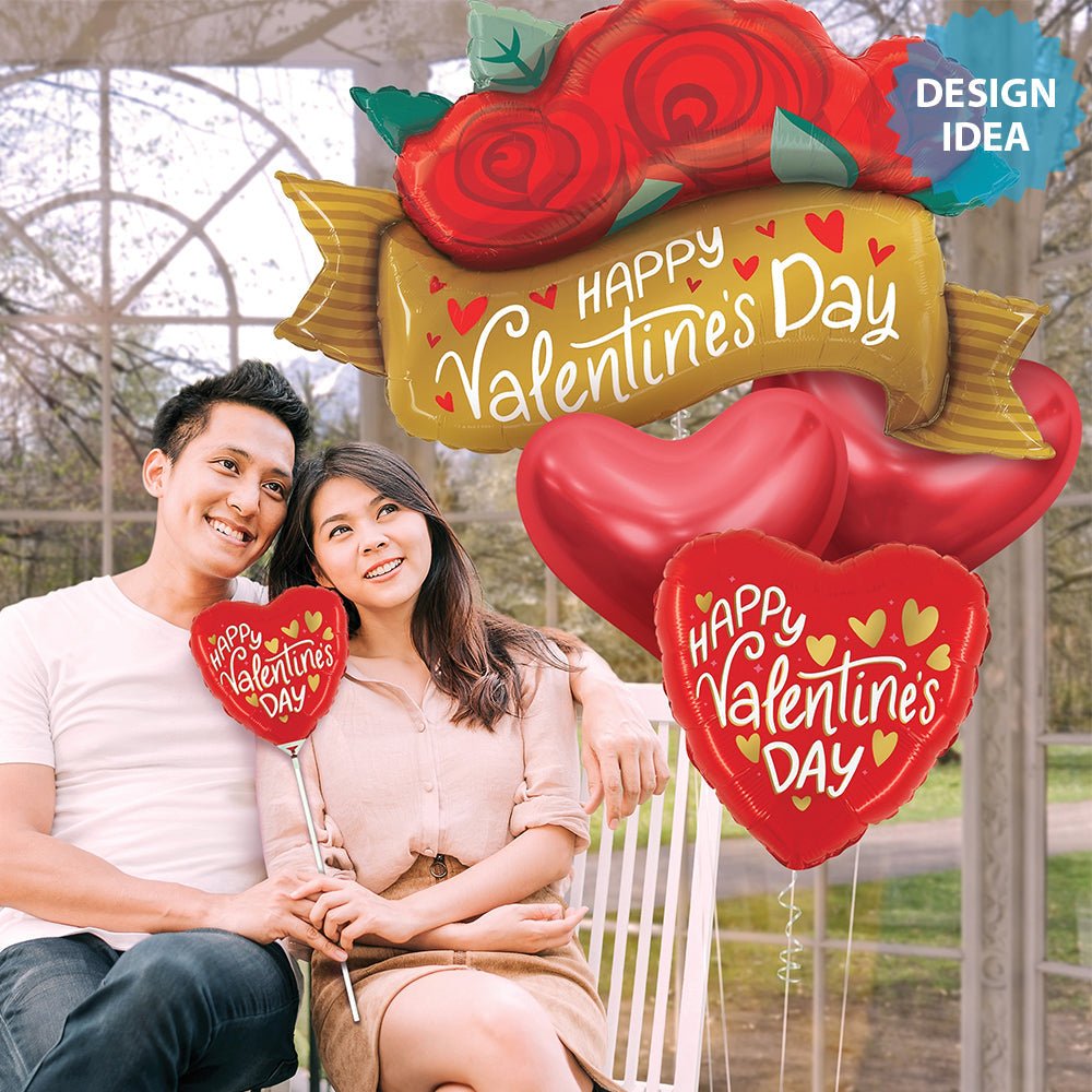 Foil Balloon Valentine Red Rose Banner