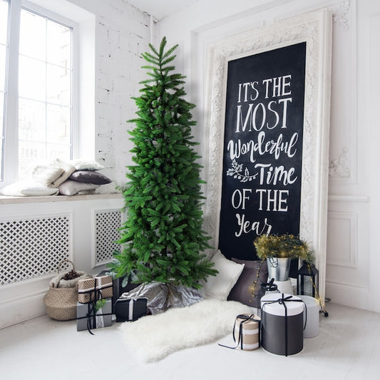 Unlit 6.5-ft Carmel pine Slim Artificial Christmas Tree | USA Decoration®