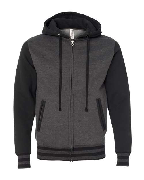 Heavyweight Varsity Full-Zip Hooded Sweatshirt | USA Decoration