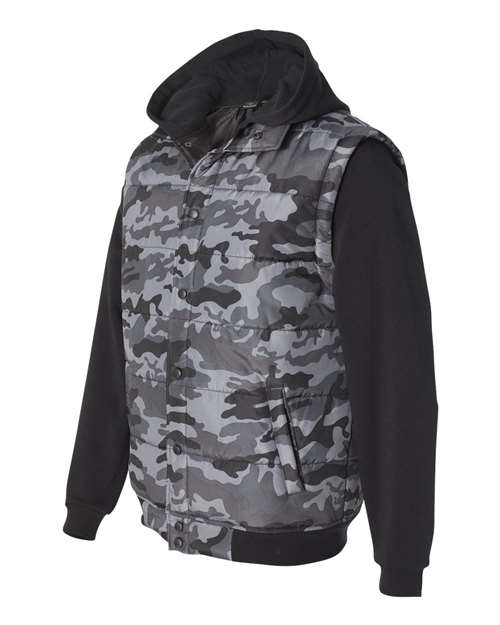 Peppered Fleece Lapover Hooded Sweatshirt | USA Decoration