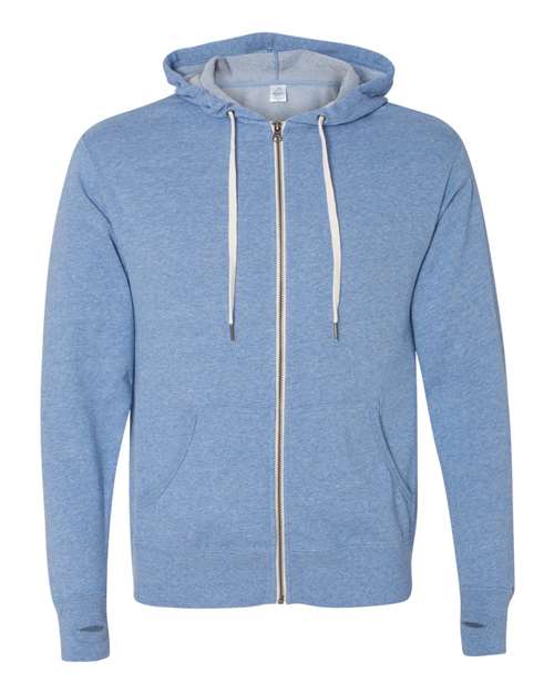 Heathered French Terry Full-Zip Hooded Sweatshirt | USA Decoration