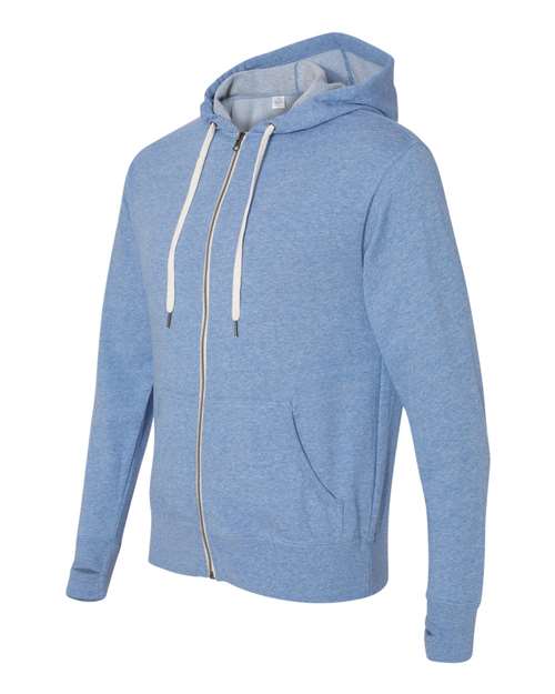 Heathered French Terry Full-Zip Hooded Sweatshirt | USA Decoration