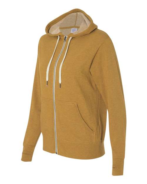 Heathered French Terry Full-Zip Hooded Sweatshirt | USA Decoration