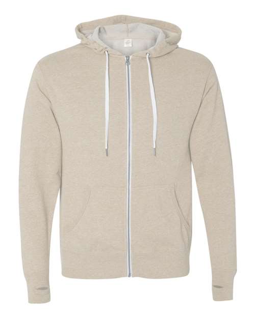 Heathered French Terry Full-Zip Hooded Sweatshirt | USA Decoration
