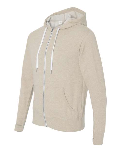 Heathered French Terry Full-Zip Hooded Sweatshirt | USA Decoration