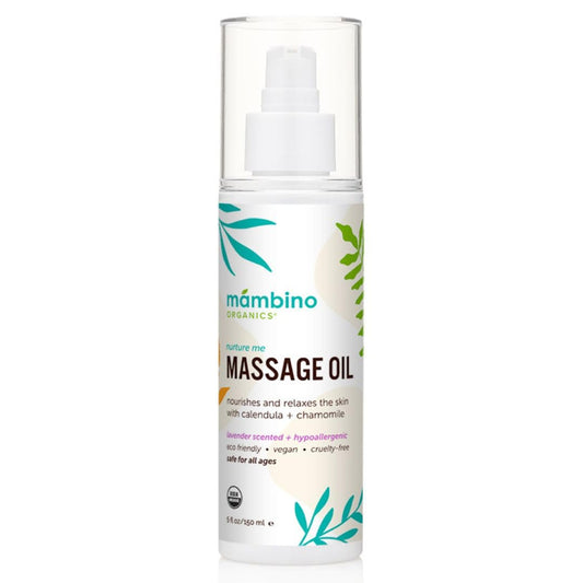 Mambino Organics Massage Baby Oil Organic Calendula, Chamomile & Lavender Nourishing & Gentle After-Bath Oil for Baby & Kids Cruelty-Free 5 fl oz