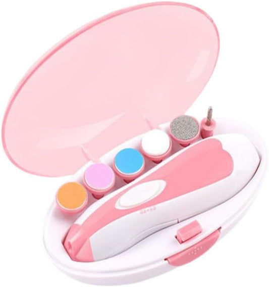 Electric Baby Nail Trimmer with 360 Degree Rotation and Quiet Operation in Pink