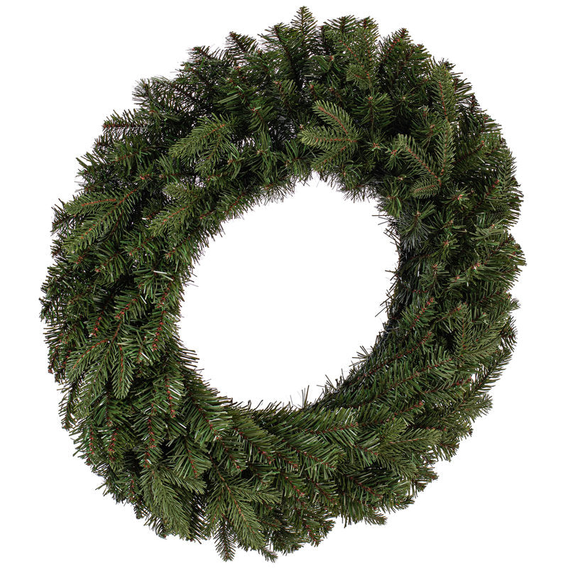 42" Artificial Spruce Christmas Wreath hung on a wooden door