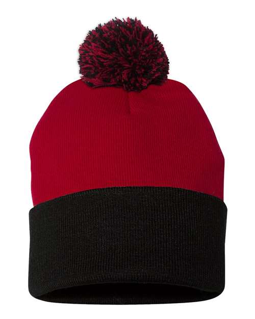 12" Pom-Pom Cuffed Beanie | USA Decoration