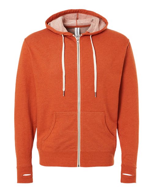 Heathered French Terry Full-Zip Hooded Sweatshirt | USA Decoration