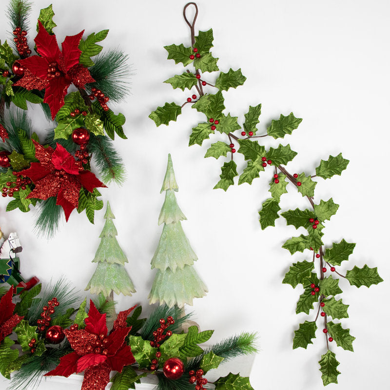 9 ft Pre-Lit Artificial Pine Christmas Garland framing a front doorway