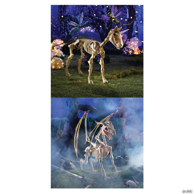43" - 49" Halloween Unicorn & Dragon Skeleton Decorations - 2 Pc.