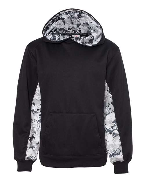 Youth Digital Camo Colorblock Performance Fleece Hooded Sweatshirt | USA Decoration