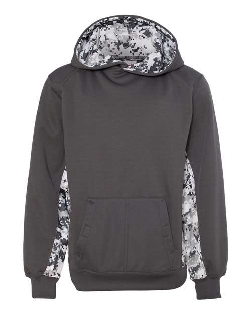 Youth Digital Camo Colorblock Performance Fleece Hooded Sweatshirt | USA Decoration