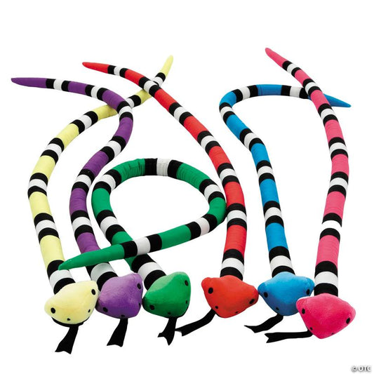 45" Brightly Colored Striped Stuffed Coral Snake Toys - 12 Pc.