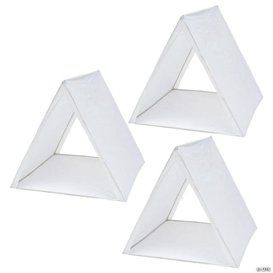 45" x  40"Bulk 3 Pc. White Nonwoven Indoor Sleepover Teepee Tents Kit