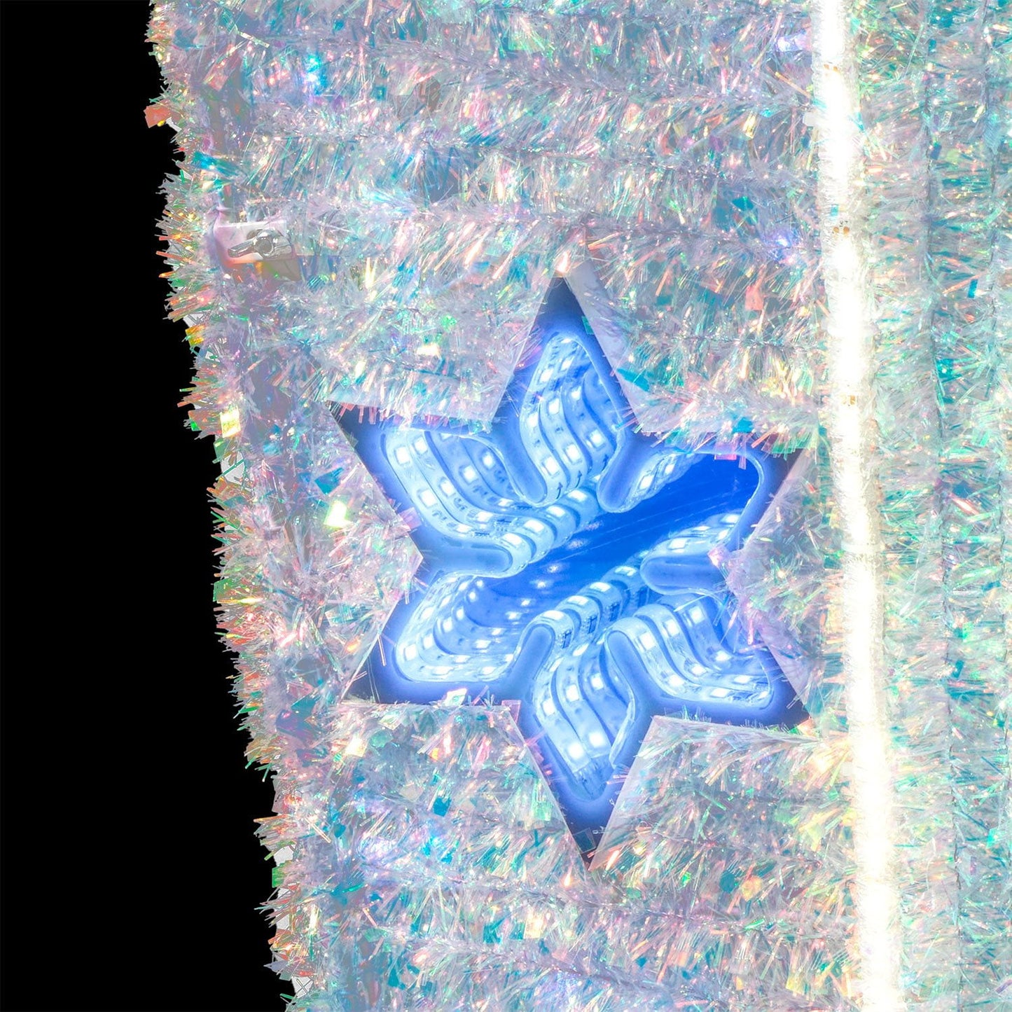 Member's Mark 32" Pre-Lit Iridescent Twinkle Tinsel Gift Box Decor | USA Decoration®