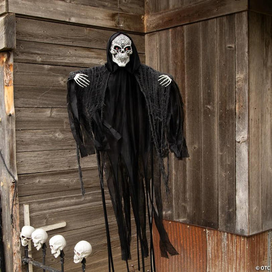 47 1/4" Hanging Light-Up Skeletal Reaper Animated Prop Halloween Decoration