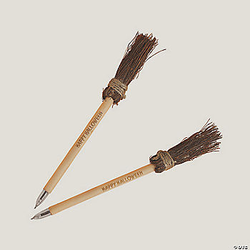 7 1/2" Personalized Halloween Wooden Witches’ Broom Pens - 12 Pc. | USA Decoration®