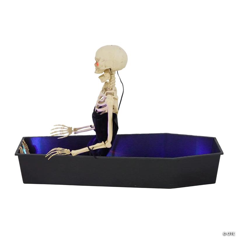 47" Animated Light-Up Rising Skeleton in Coffin Halloween Decoration