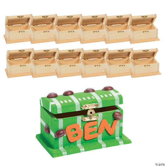 12 Piece(s): 4 1/4" x 2 3/4" DIY Unfinished Wood Classic Treasure Boxes - 12 Pc. | USA Decoration®