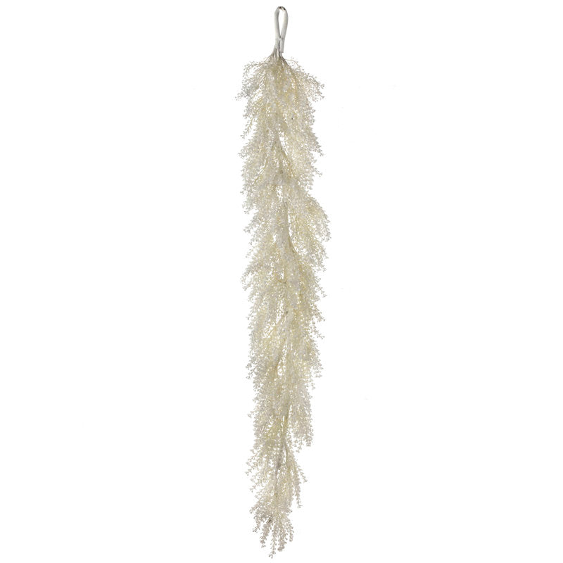 6 ft Gold Pre-Lit Fir Christmas Garland framing a front door