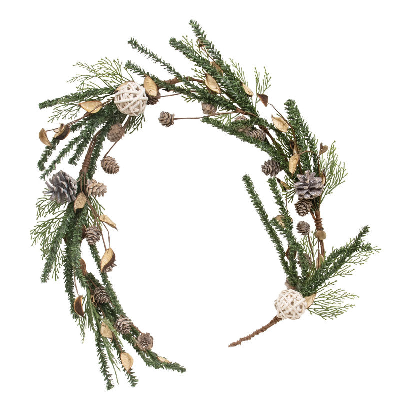 5 ft Artificial Pine Christmas Garland draped across a fireplace mantel