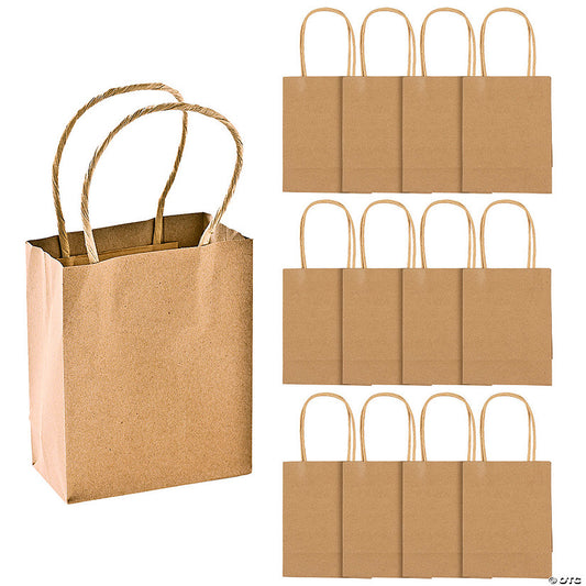 4 1/2" x 2" x 5 3/4" Small Brown Kraft Paper Gift Bags - 12 Pc. halloween
