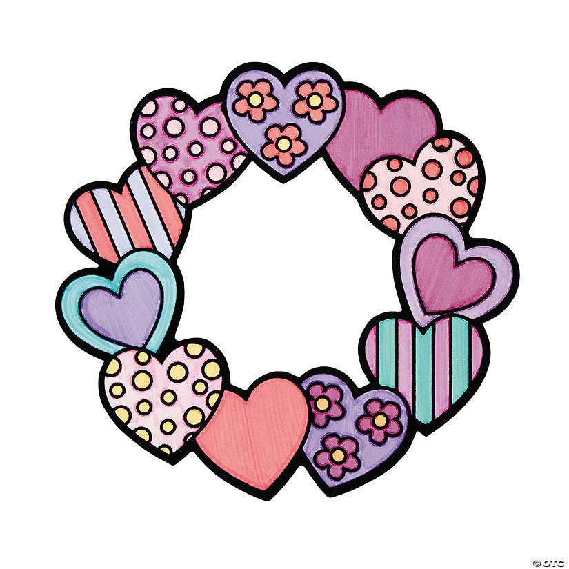 9 3/4" Color Your Own Valentine's Day Fuzzy Heart Wreaths - 12 Pc. | USA Decoration®