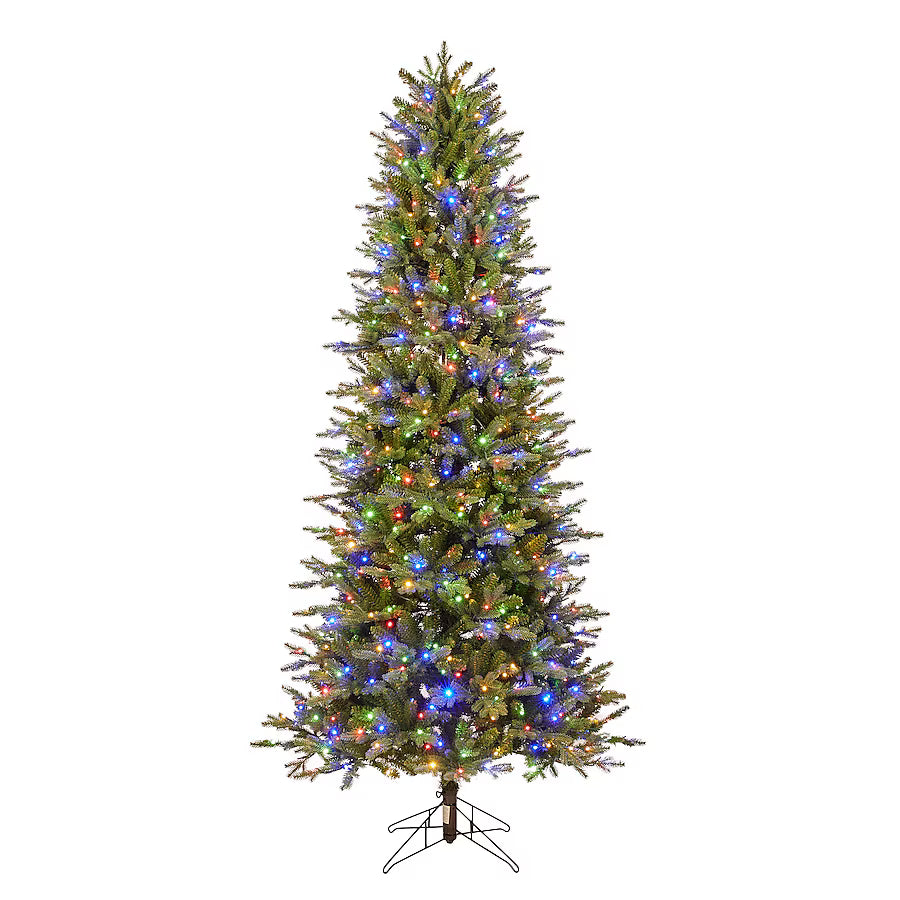 GE 7.5-ft Aspen fir Pre-lit Slim Artificial Christmas Tree with Multicolor LED Lights