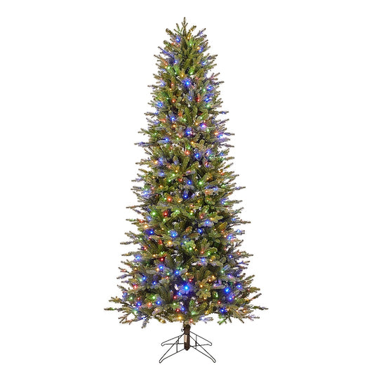 7.5-ft Aspen fir Pre-lit Slim Artificial Christmas Tree with Multicolor LED Lights | USA Decoration®