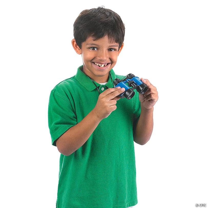 4 1/2" Bright Blue, Green & Yellow Plastic Toy Binoculars - 12 Pc.