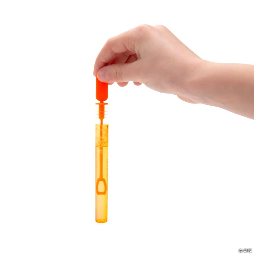 4 1/2" Bulk 100 Pc. Mini Bright Color Translucent Plastic Bubble Tubes with Wand