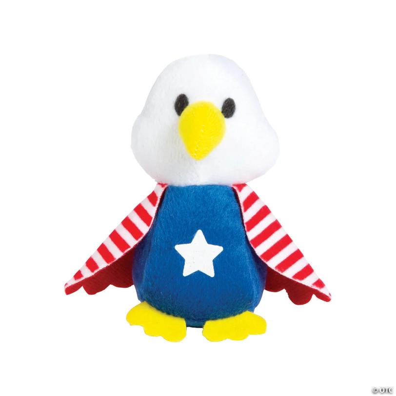 4 1/2" Festive Patriotic Classic Plush Stuffed Bald Eagles - 12 Pc.
