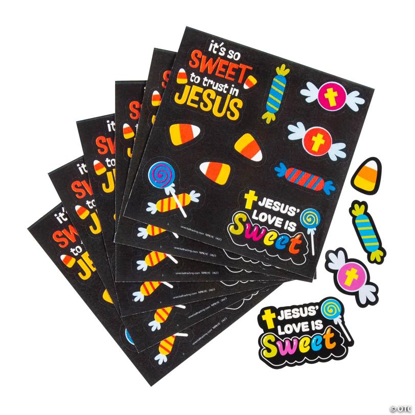 4 1/2" Jesus' Love is Sweet Treat Pack Sticker Sheets - 36 Pc.