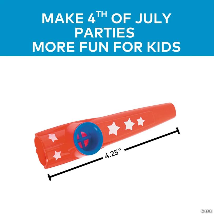 4 1/2" Patriotic Red & Blue Stars Plastic Kazoos – 12 Pc.