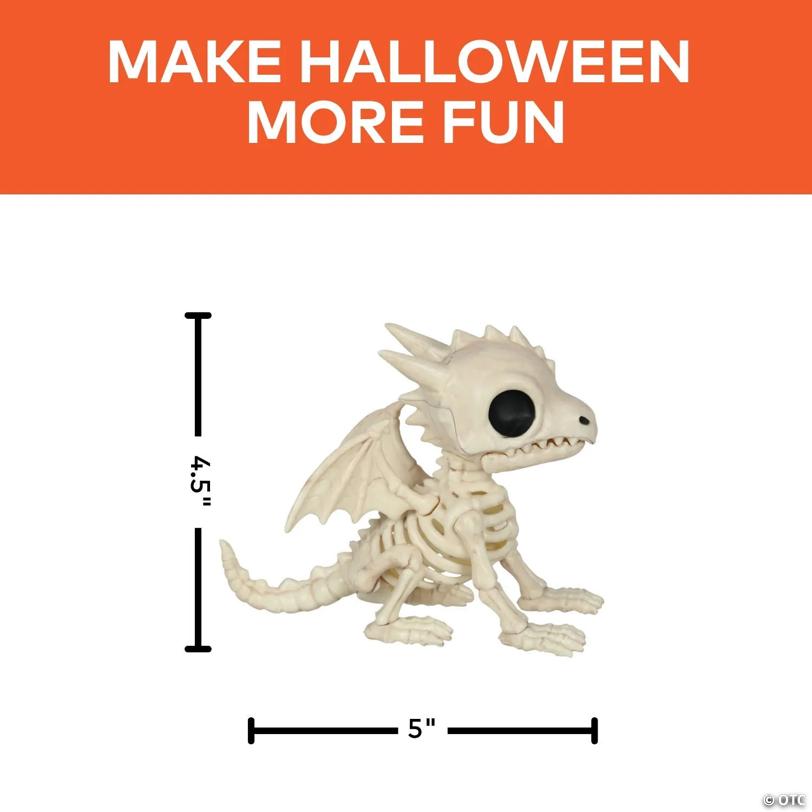 4 1/2" Sitting Dragon Skeleton Halloween Decoration