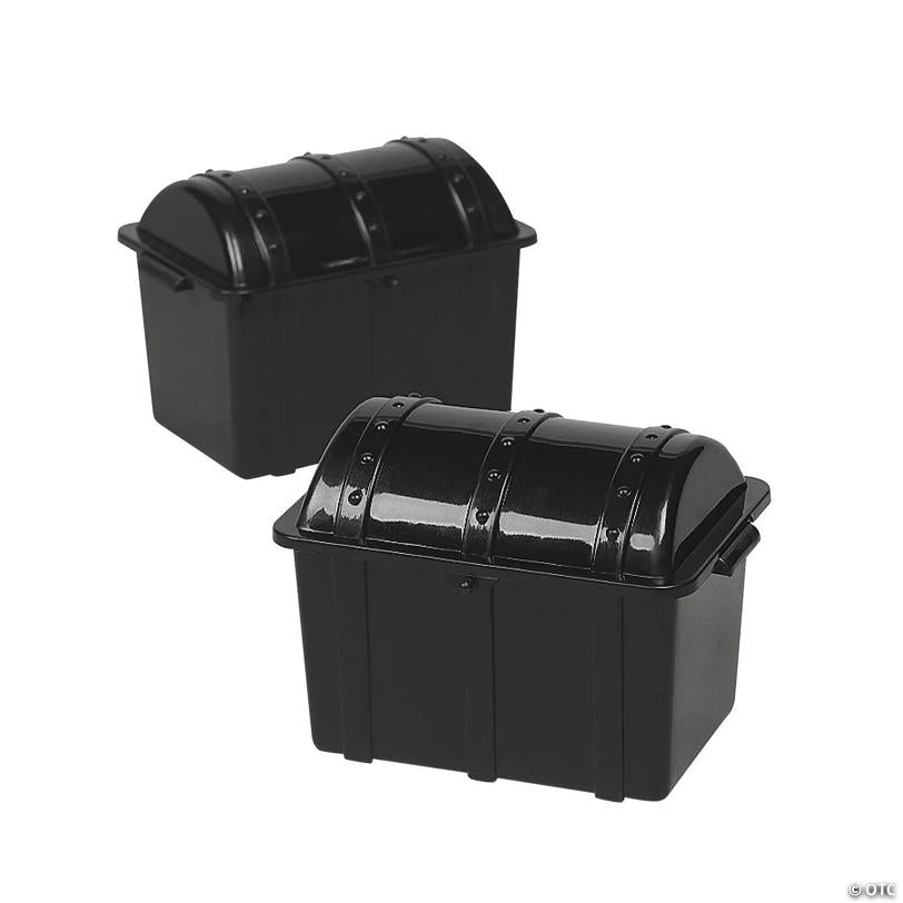 4 1/2" Small Black Plastic Pirate Chest Treat Containers - 12 Pc.