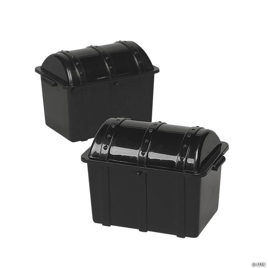 4 1/2" Small Black Plastic Pirate Chest Treat Containers - 12 Pc.