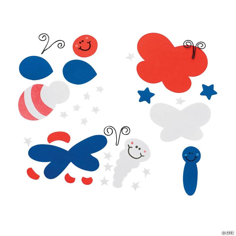 4 1/2" - 5" Patriotic Bug Magnet Foam Craft Kit - Makes 12
