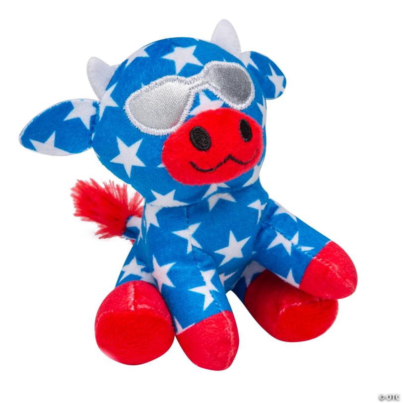 4 1/2" x 4 1/4" Patriotic Stuffed Cows with Sunglasses - 12 Pc.
