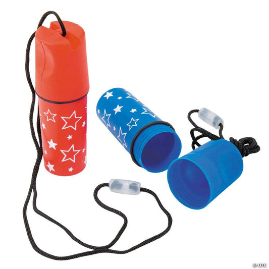 4 1/4" Red & Blue Patriotic Beach-Safe Containers on a Breakaway Rope - 12 Pc.