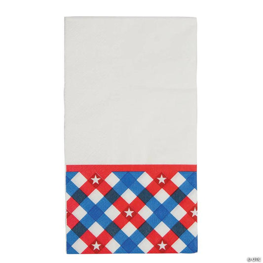 4 1/4" x 7 3/4" Patriotic Gingham Disposable Paper Dinner Napkins - 16 Ct.