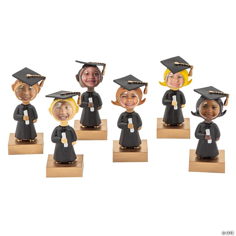4" Bobblehead Graduates with Diplomas Plastic Picture Holders - 12 Pc. | USA Decoration®