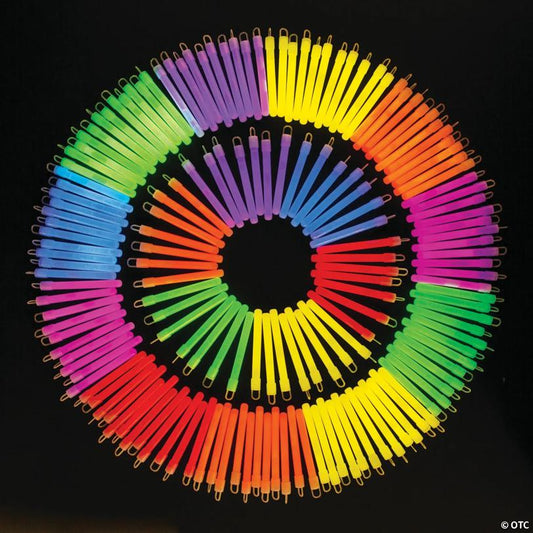 4" Bulk 250 Pc. Bright Colors Plastic Glow Stick Assortment