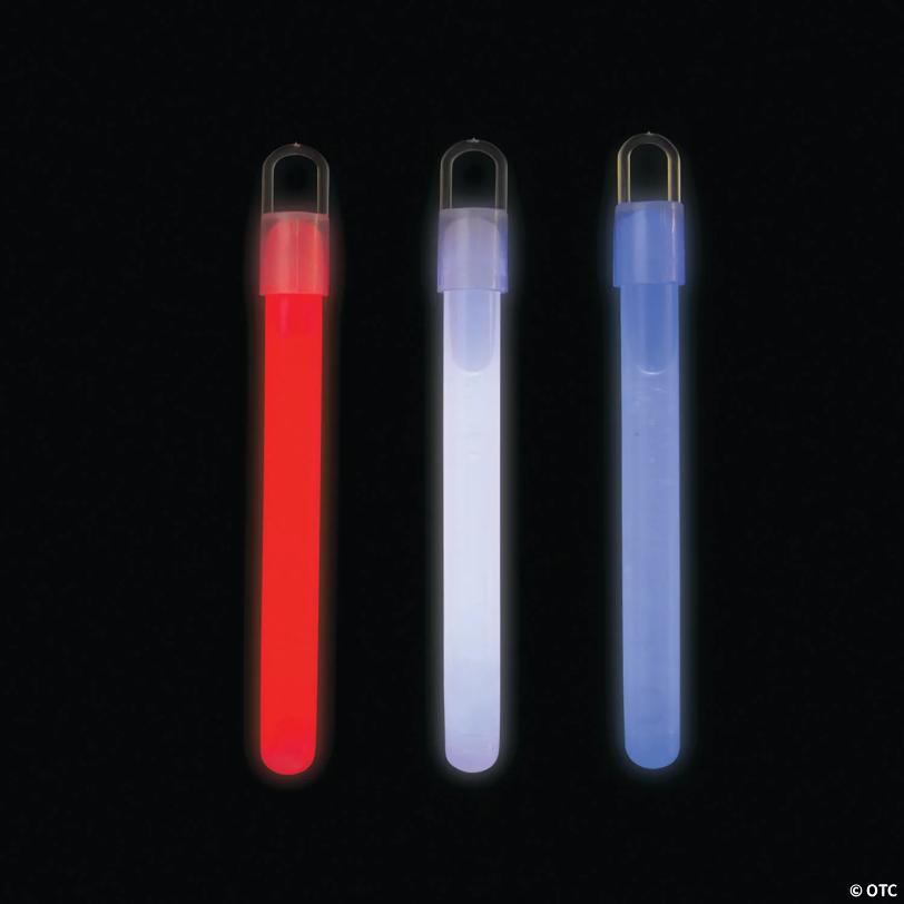 4" Bulk 50 Pc. Patriotic Red, White & Blue Plastic Glow Sticks