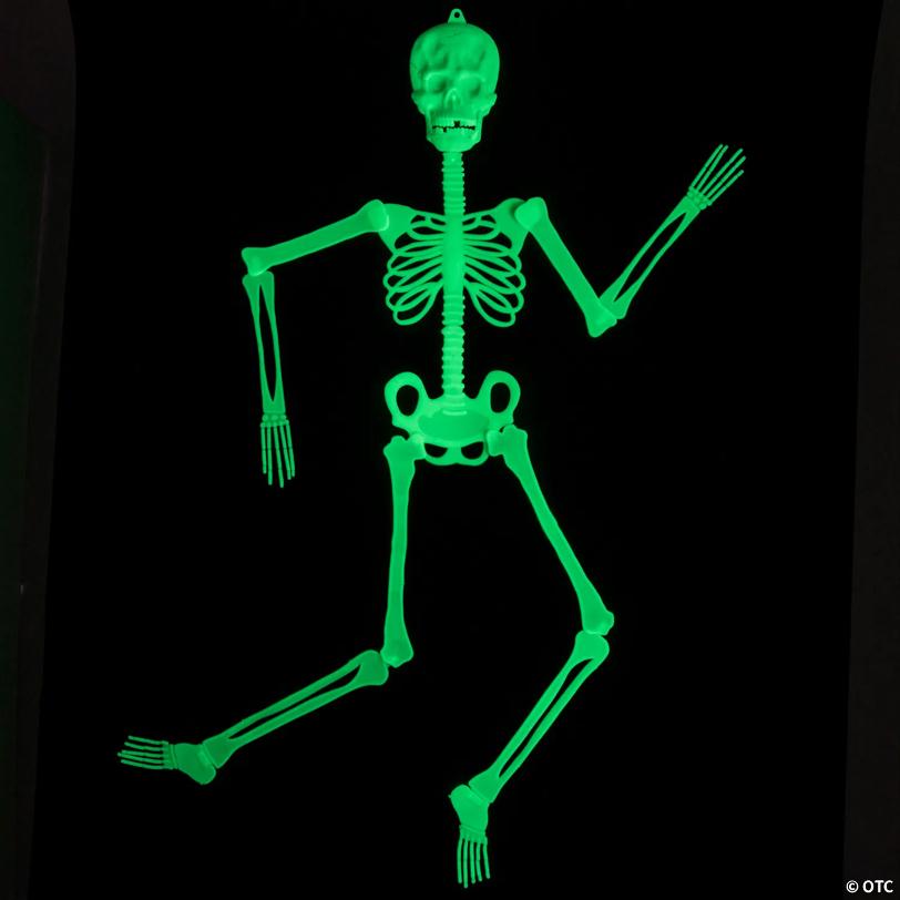 4 Ft. 7" Glow-in-the-Dark Flat Jointed Hanging Skeleton Halloween Decoration