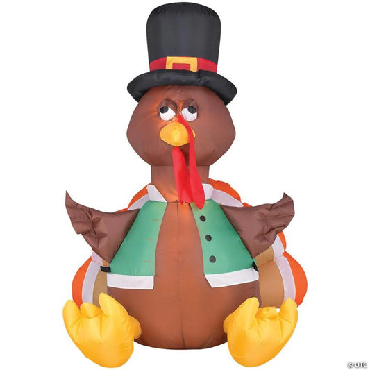 4 Ft. Airblown® Inflatable Happy Turkey with Vest Outdoor Yard Decoration