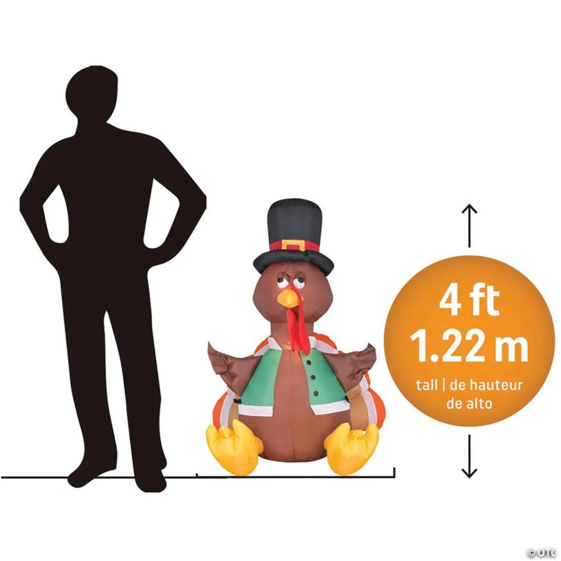 4 Ft. Airblown® Inflatable Happy Turkey with Vest Outdoor Yard Decoration