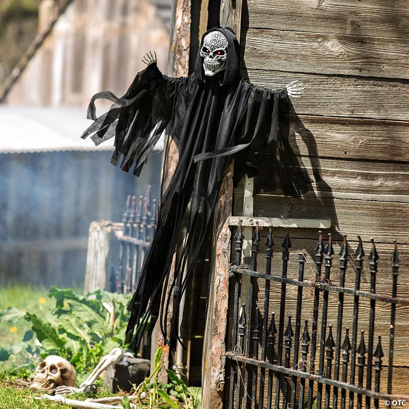 4 Ft. Hanging Black Skeleton Reaper Animated Prop Halloween Decoration